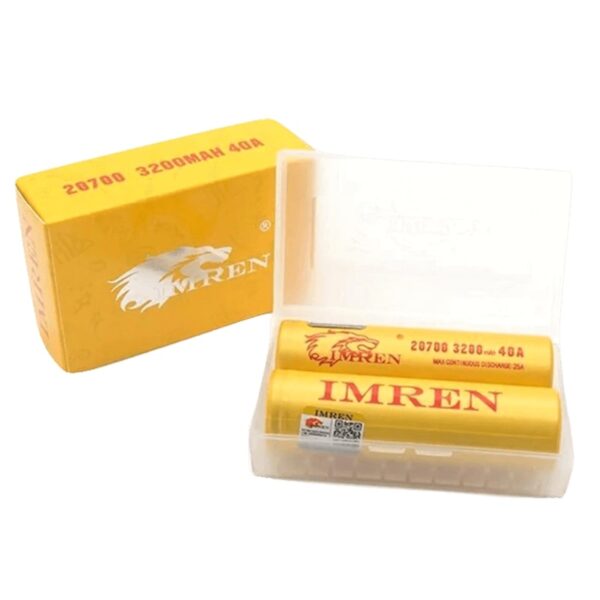 Imren (Gold) IMR 20700 (3200mAh) 40A 3.7V Battery Flat-Top Box