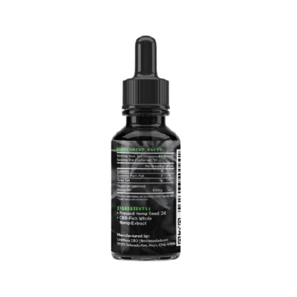 Limitless Natural CBD Isolate Oil Wellness Drops Tincture 1oz 250MG Back