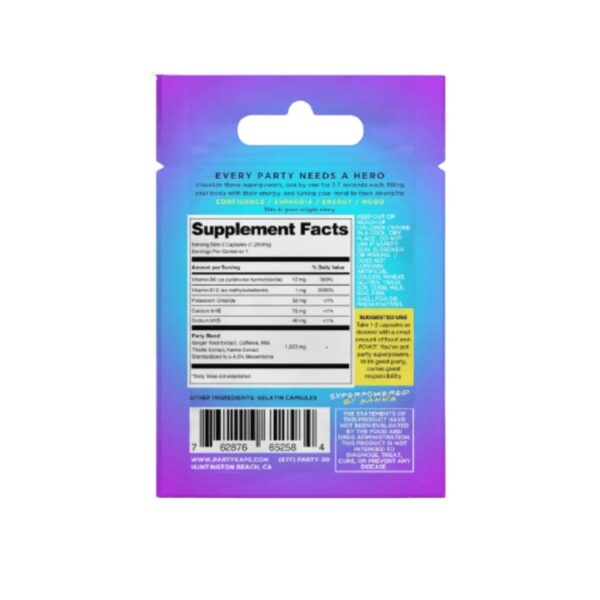 Party Kaps Kanna & Caffeine Capsules Back