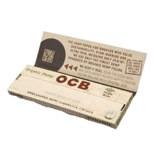 OCB SINGLE WIDE SIZE ORGANIC HEMP ROLLING PAPERS 24 PER BOX Single 2