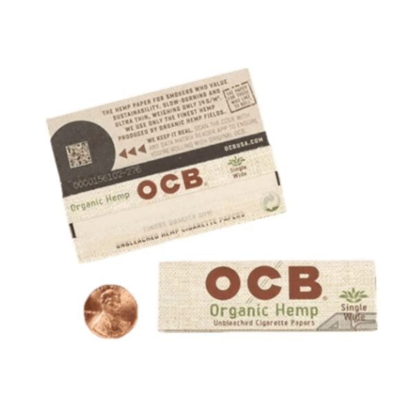 OCB SINGLE WIDE SIZE ORGANIC HEMP ROLLING PAPERS 24 PER BOX Single