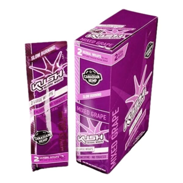 Kush Flavored herbal hemp wraps 25 por caja Grape