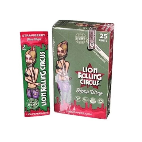 Lion Rolling Circus Hemp Wraps 25 por caja Strawberry