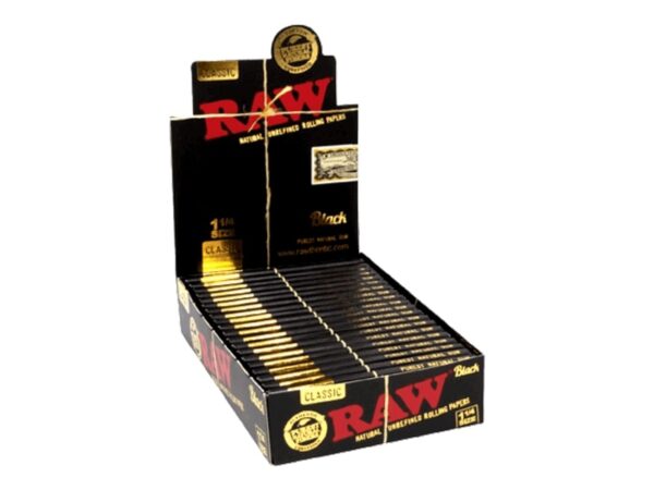 Raw Black Classic Natural Unrefined 1 1%4 24Box Papers