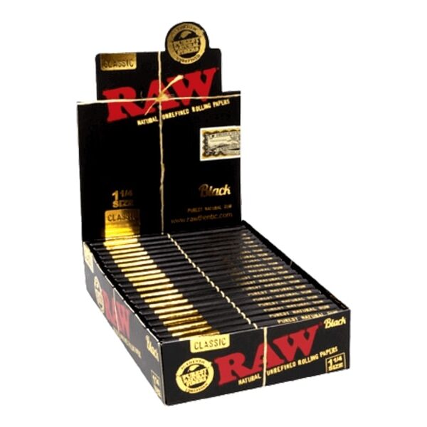 Raw Black Classic Natural Unrefined 1 1%4 24Box Papers