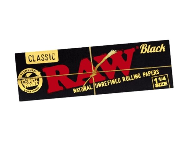 Raw Black Classic Natural Unrefined 1 1%4 24Box Papers Single