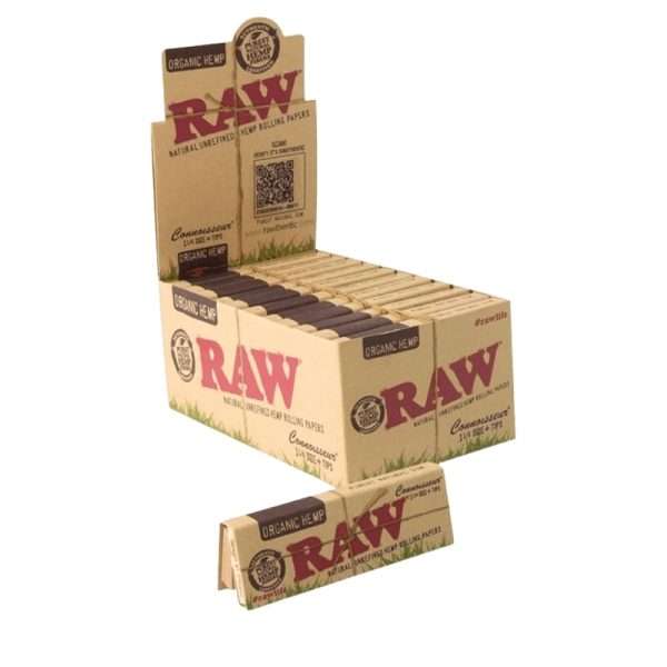 Raw Organic Hemp Connoisseur Rolling Paper 1 1%4 plus tip